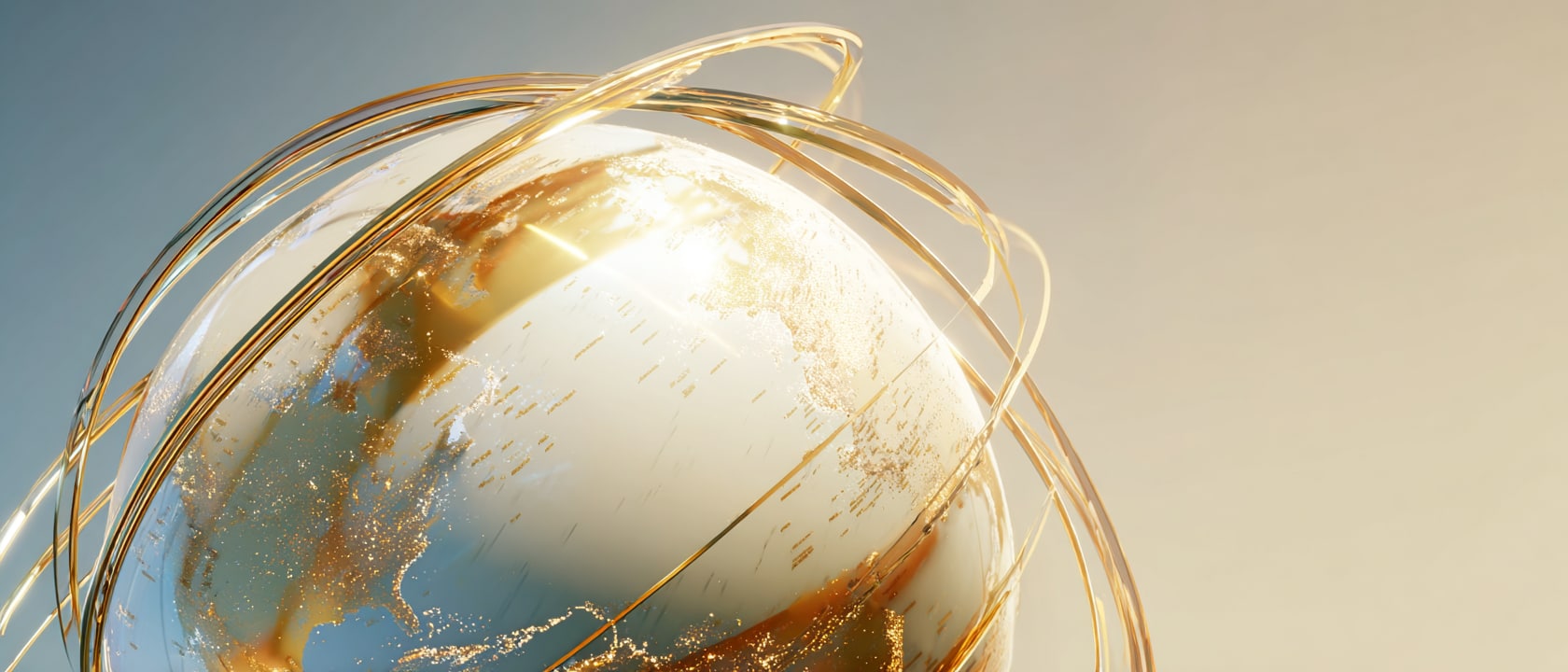 The Accord — MAESTRO's global wellness network visualized as a golden network spanning the world.